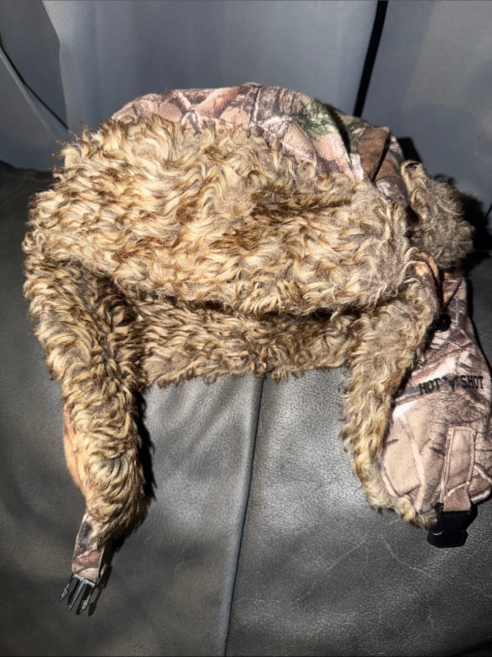 Realtree hot shot Faux Fur Lined Trapper Hat in Brown Camo